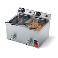 Vollrath 15lb Dual Electric Counter Top Fryer Medium Duty w/ Drain - 40710