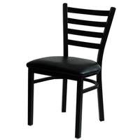 Atlanta Booth & Chair Black Metal Restaurant Ladder Back Chair w/ Black Vinyl Seat - MC400** BL