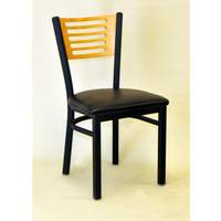 Atlanta Booth & Chair Slat Back Restaurant Chair Blk Metal Frame Black Vinyl Seat - MC350B BL