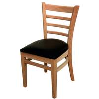 Atlanta Booth & Chair Wood Ladder Back Dining Chair w/ Black Vinyl Seat - WC822 BL