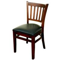Atlanta Booth & Chair Wood Slat Back Dining Chair w/ Black Vinyl Seat & Finish Opt - WC823 BL