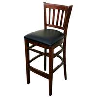 Atlanta Booth & Chair Wood Slat Back Bar Stool w/ Black Vinyl Seat & Finish Option - WC823-BS BL