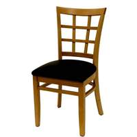 Atlanta Booth & Chair Wood Window Back Dining Chair w/ Black Vinyl Seat - WC804 BL