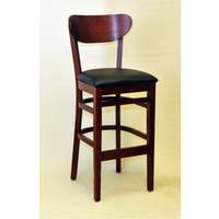 Atlanta Booth & Chair Wood Oval Back Dark Mahogany Bar Stool Black Vinyl Seat - WC808-BS BL