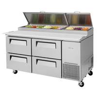 Turbo Air 67in Commercial Pizza Prep Table 9 Pans 4 Cooler Drawers - TPR-67SD-D4-N 