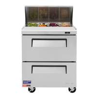 Turbo Air 7cf Sandwich Prep Salad Cooler with Two Drawers 8 Pans - TST-28SD-D2-N