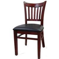 H&D Commercial Seating Slat Back Wood Dining Chair with Black Vinyl Seat & Finish Opt - 8642 
