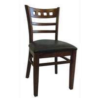 H&D Commercial Seating Wood Restaurant Masque Side Chair with Black Vinyl Seat - 8626