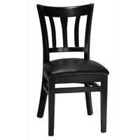 H&D Commercial Seating Wood Kellog Dining Chair Black Vinyl Seat & Finish Options - 8270