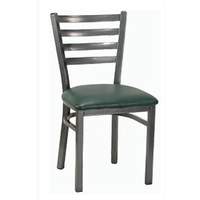 H&D Commercial Seating Silver Metal Ladder Back Chair with Black Vinyl Seat - 6147 