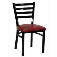 H&D Commercial Seating Black Metal Dining Ladder Back Chair with Vinyl Seat - 6145 VINYL 