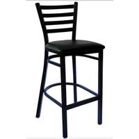 Atlanta Booth & Chair Black Metal Ladder Back Bar Stool w/ Wood Seat Finish Option - M101-BS WS