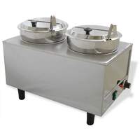 Benchmark 7qt Dual Well Food Warmer Stainless with Lids and Ladles - 51072P 