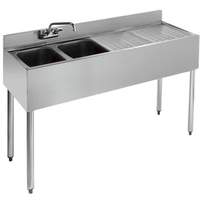 Krowne Metal 2 Compartment Bar Sink 18.5"D 24" Drainboard & 4" Backsplash - 18-42
