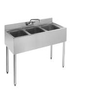Krowne Metal 3 Compartment Bar Sink 18.5"D w/ 10"x14"x10" Bowls NSF - 18-33
