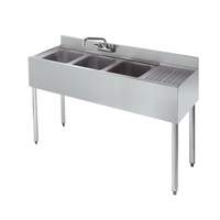 Krowne Metal 3 Compartment 18.5"D Bar Sink w/ 12" Drainboard NSF - 18-43