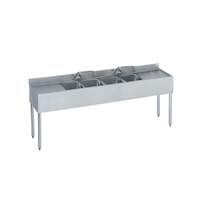 Krowne Metal 4 Compartment Bar Sink 18.5"D Two 12" Drainboards NSF - 18-64C
