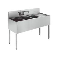 Krowne Metal Stainless 3 Compartment Bar Sink 19"D w/ 12" Drainboard NSF - KR19-43