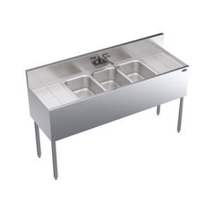 Krowne Metal Stainless 3 Compartment Bar Sink with Two 12in Drainboards 19"D - KR19-53C 