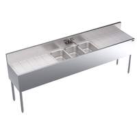 Krowne Metal 3 Compartment S/s Bar Sink with Two 30" Drainboards 19"D NSF - KR19-83C