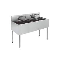 Krowne Metal 4 Compartment Bar Sink Stainless 19"D with 7in Backsplash NSF - KR19-44C 