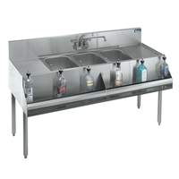 Krowne Metal Stainless 3 Compartment Bar Sink 21"D w/ Two 12" Drainboards - KR21-53C