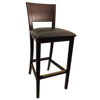 H&D Commercial Seating Wood Bar Stool with Brown Finish & Black Vinyl Seat - 8294B-D44