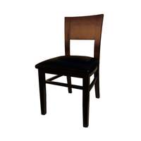 H&D Commercial Seating Wood Restaurant Chair w/ Brown Finish & Black Vinyl Seat - 8294 D44