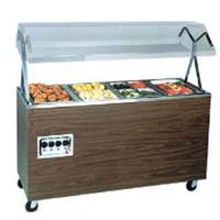 Vollrath 4 Well Walnut Hot Food Steam Table Mobile with Solid Base 120v - T38945 
