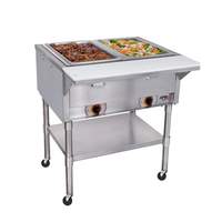 APW Wyott Electric 2 Sealed Well Mobile Food Steam Table with S/s Legs - PSST-2S