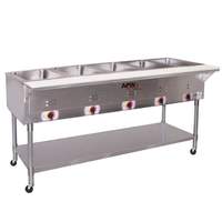 APW Wyott 5 Sealed Well Electric Food Steam Table Mobile with S/s Legs - PSST-5S