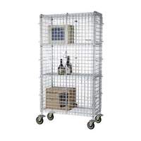 Focus Foodservice 18"x36"x63" Two-Shelf Chrome Mobile Security Cage - FMSEC1836