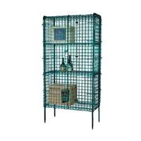 Focus Foodservice 24"x60"x63" Four-Shelf Green Epoxy Security Cage - FSSEC24604GN