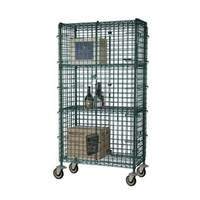 Focus Foodservice 24inx36inx63in Three-Shelf Green Epoxy Mobile Security Cage - FMSEC24363GN 