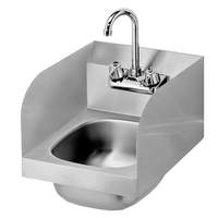 Krowne Metal 12" Wide Hand Sink w/ Side Splashes & Gooseneck Spout Faucet - HS-30L