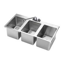 Krowne Metal 3 Compartment Drop-In Hand Sink w/ 12" Spout Faucet - HS-3819