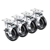 Krowne Metal 2-3/8in x 3-5/8in Universal Plate Caster 5in Wheel Set of 4 - 28-113S 