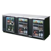 beverage-air 95in Three-Section Glass Door Bar Cooler with stainless steel Exterior - BB94HC-1-G-S 