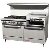 Southbend 60in 6 Burner Range w/24in Raised Griddle & 2 Convection Ovens - S60AA-2RR 