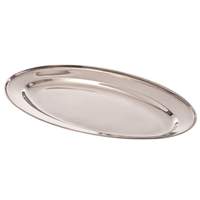 Browne Foodservice 14" x 9" Stainless Oval Platter Rolled Edge - 574182