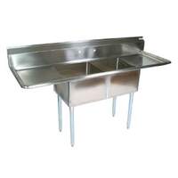 John Boos 2 Compartment Sink 16" x 20" x 12" Bowls Two 18" Drainboards - E2S8-1620-12T18