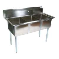 John Boos 3 Compartment Sink 16in x 20in x 12in Bowls with Galvanized Legs - E3S8-1620-12-X 