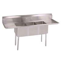 John Boos 3 Compartment Sink 16in x 20in x 12in Bowls Two 18in Drainboards - E3S8-1620-12T18-X 