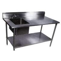 John Boos 72" Stainless Prep Table w/ 2 Sinks, Drawer, & Cutting Board - EPT6R10-DL2B-72*-X