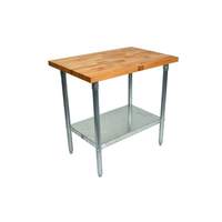 John Boos 48inx30in Wood Top Work Table 1.5in Thick Galvanized Undershelf - JNS09-X 