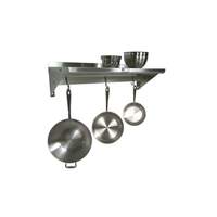 John Boos 36in x 12in Stainless Wall Shelf 1.5in Riser With Pan Rack - BHS1236PR-X 