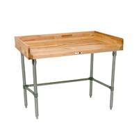 John Boos 48" x 30" Wood Top Work Table 4" Risers Galvanized Bracing - DNB07-X