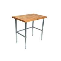 John Boos 60in x 36in Maple Wood Top Work Table with Galvanized Bracing - JNB15-X 