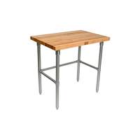 John Boos 48" x 30" Wood Top Work Table 1.75" Thick Stainless Bracing - SNB08-X