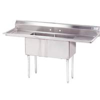Advance Tabco 2 Compartment Sink 16 Gauge 15" x 15" x 12" Bowls Stainless - FC-2-1515-X